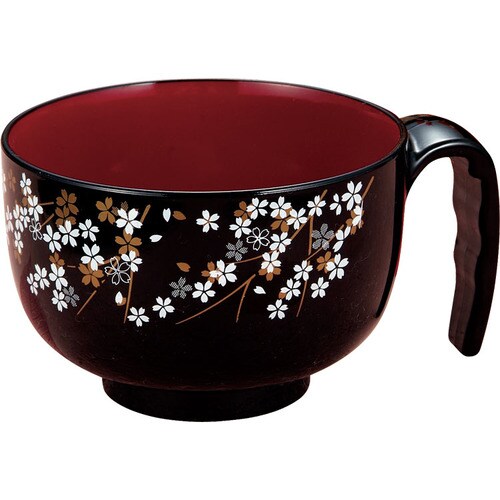 らくらく汁椀 黒桜