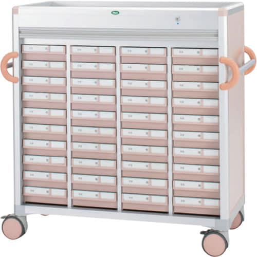 与薬カートLタイプ40床用YT−12ピーチ/ブルー