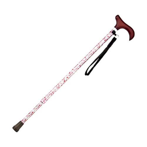 充実ステッキ 伸縮 白花柄