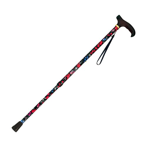 伸縮ステッキ (花柄) ブラック