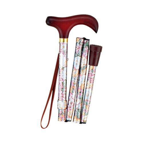 折りたたみコンパクトステッキ 花柄Y