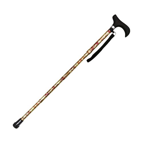 充実ステッキ 折りたたみ 白花柄