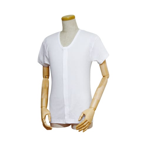 前開きワンタッチテープ式 半袖 L 白