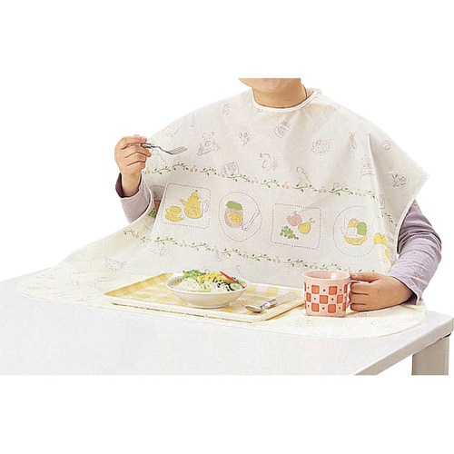 食事用エプロン C 花柄ブルー