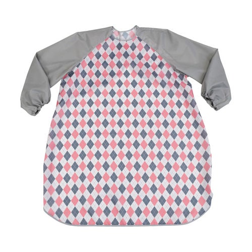 食事前掛(耐久はっ水) 袖付 アーガイルピンク