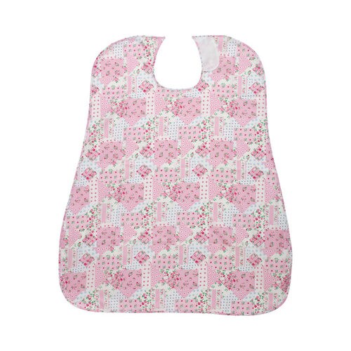 介援隊 食事用エプロン パッチワークピンク
