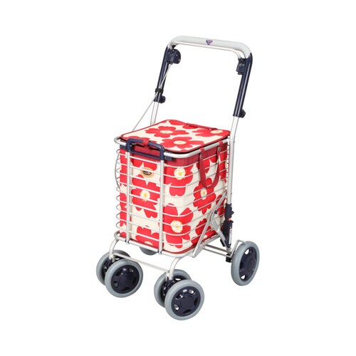 アルミワイヤーカート 花柄赤