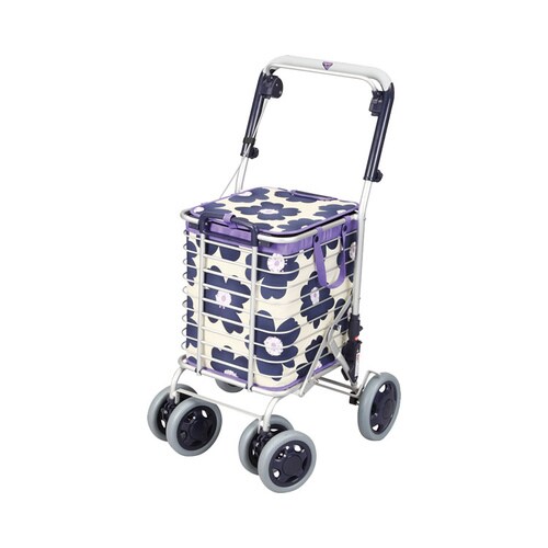 アルミワイヤーカート 花柄青