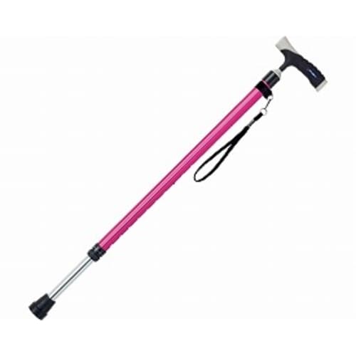 ソフトグリップ伸縮アルミ杖 ベーシック ピンク