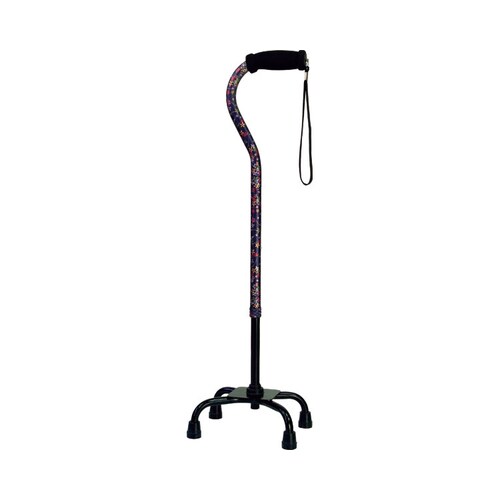 クオッドケイン おしゃれ四点式ロータイプ 花柄紺