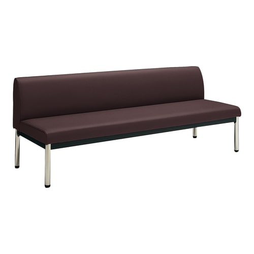 ロビーチェア 肘無丸ステン脚背有 W18D6茶