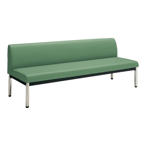 ロビーチェア 肘無丸ステン脚背有 W18D6緑