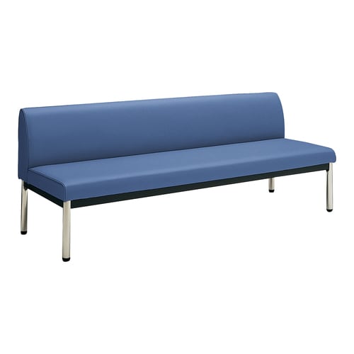 ロビーチェア 肘無丸ステン脚背有 W18D6青