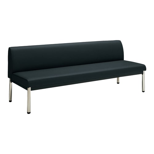 ロビーチェア 肘無丸ステン脚背有 W18D6黒