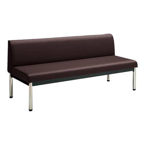 ロビーチェア 肘無丸ステン脚背有 W15D6茶