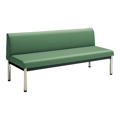 ロビーチェア  肘無丸ステン脚背有 W15D6緑