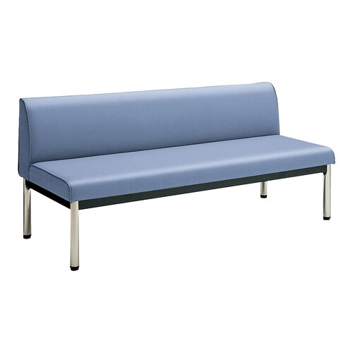 ロビーチェア 肘無丸ステン脚背有 W15D6水色