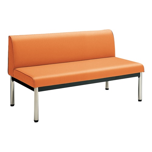 ロビーチェア 肘無丸ステン脚背有 W12D6橙