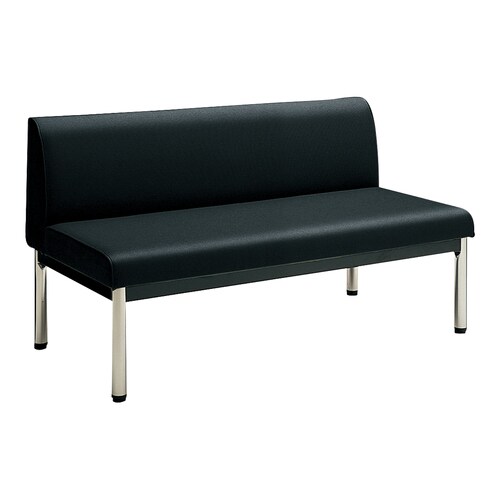 ロビーチェア 肘無丸ステン脚背有 W12D6黒