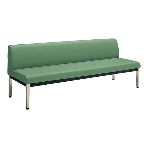 ロビーチェア 肘無角ステン脚背有 W18D6緑