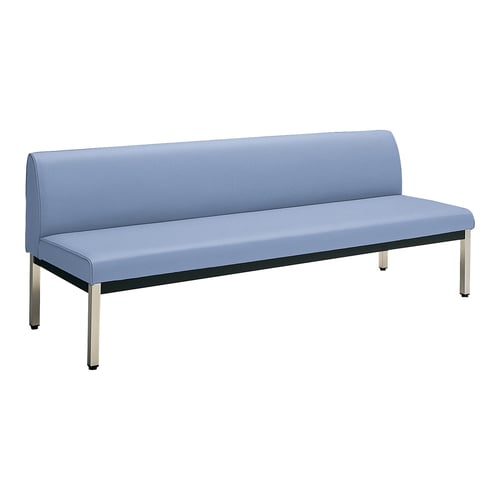 ロビーチェア 肘無角ステン脚背有 W18D6水色