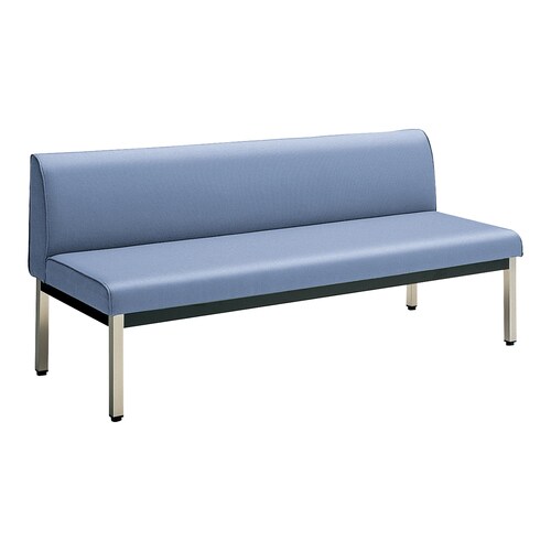 ロビーチェア 肘無角ステン脚背有 W15D6水色