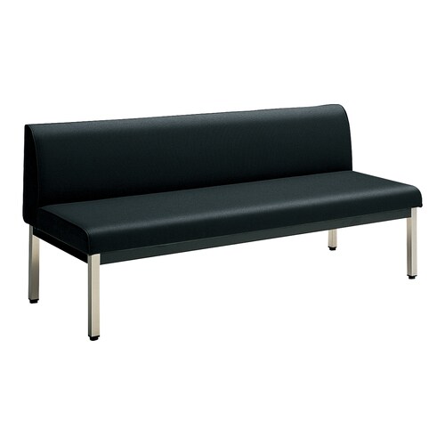 ロビーチェア 肘無角ステン脚背有 W15D6黒