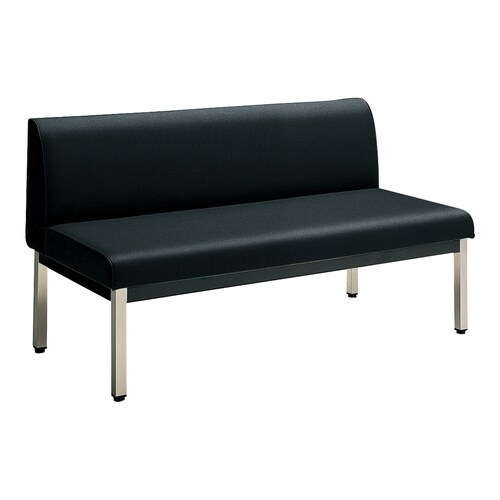 ロビーチェア 肘無角ステン脚背有 W12D6黒