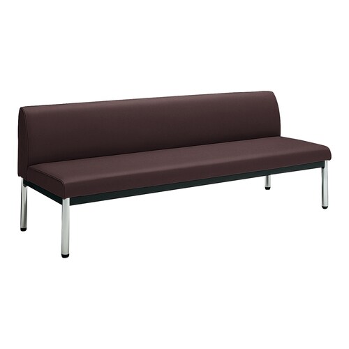 ロビーチェア 肘無丸メッキ脚背有 W18D6茶