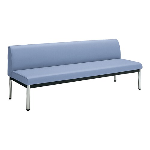 ロビーチェア 肘無丸メッキ脚背有 W18D6水色