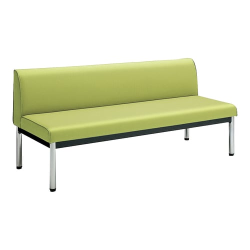 ロビーチェア 肘無丸メッキ脚背有 W15D6黄緑