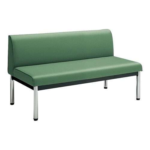 ロビーチェア 肘無丸メッキ脚背有 W12D6緑