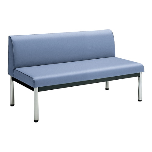 ロビーチェア 肘無丸メッキ脚背有 W12D6水色