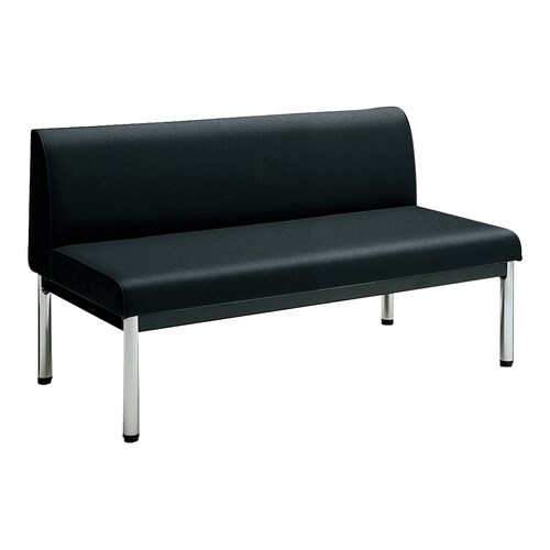 ロビーチェア 肘無丸メッキ脚背有 W12D6黒