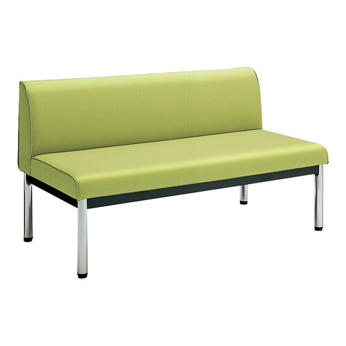 ロビーチェア 肘無丸メッキ脚背有 W12D6黄緑