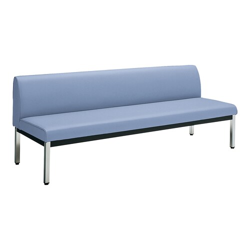 ロビーチェア 肘無角メッキ脚背有 W18D6水色