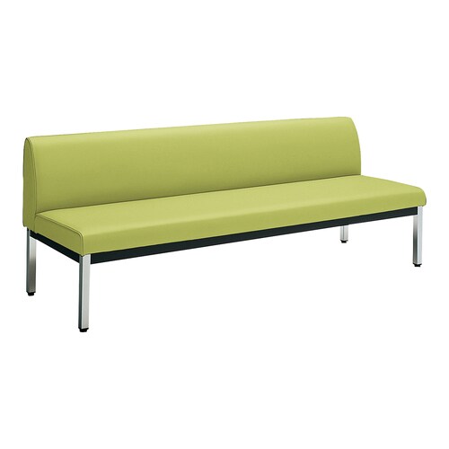 ロビーチェア 肘無角メッキ脚背有 W18D6黄緑