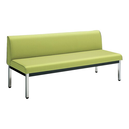 ロビーチェア 肘無角メッキ脚背有 W15D6黄緑