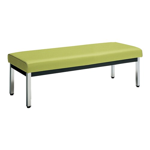 ロビーチェア 背肘無角メッキ脚背無 W12D4黄緑