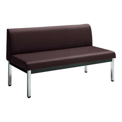 ロビーチェア 肘無角メッキ脚背有 W12D6茶