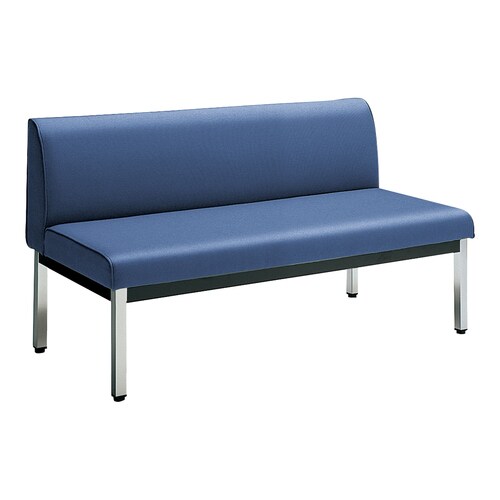 ロビーチェア 肘無角メッキ脚背有 W12D6青