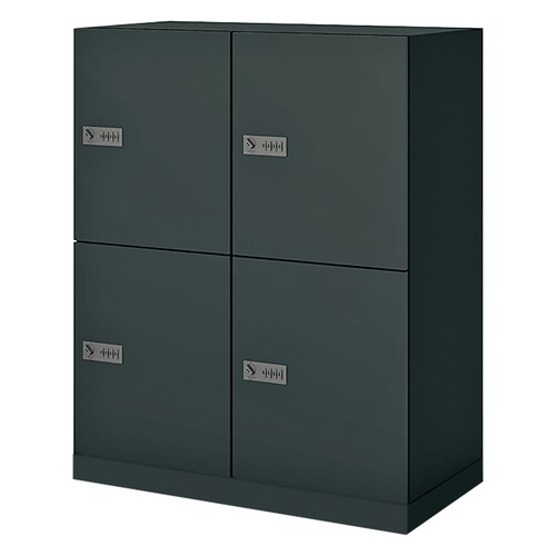 エディア黒4人ロッカーベ有壁固無下自動錠H10