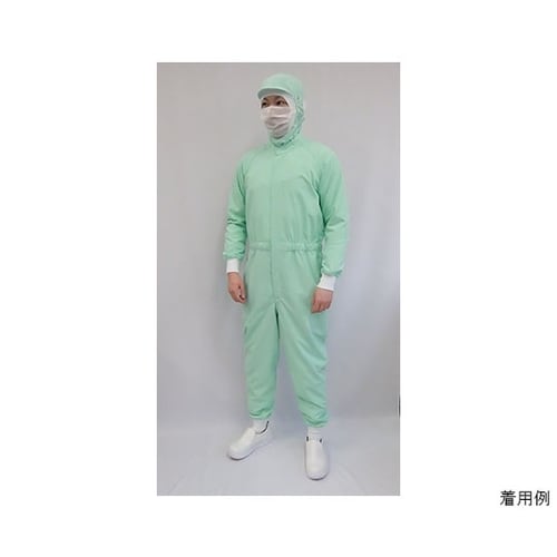 食品工場向け 続き服(緑) 袖裾ダブルフ