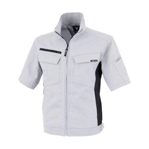 裏綿ストレッチ半袖ブルゾン シルバーグレ