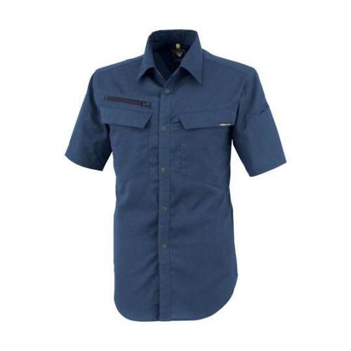 裏綿ストレッチ半袖シャツ ディープネイビ