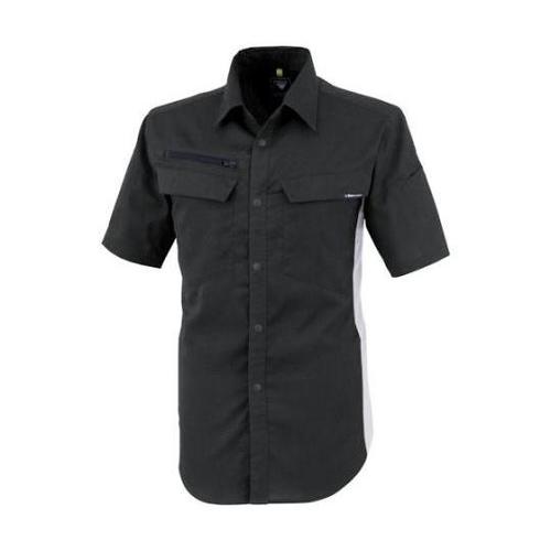 裏綿ストレッチ半袖シャツ クロ S 15