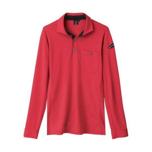 エコ制電長袖ポロシャツ レッド M 60