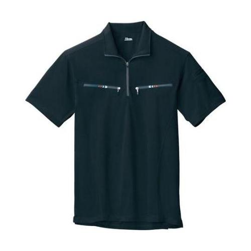 半袖ジップアップシャツ クロ 3L 61