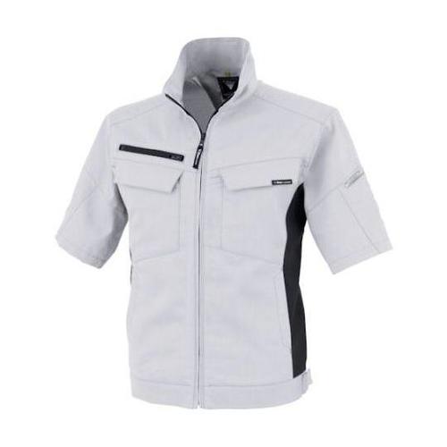 裏綿ストレッチ半袖ブルゾン シルバーグレ