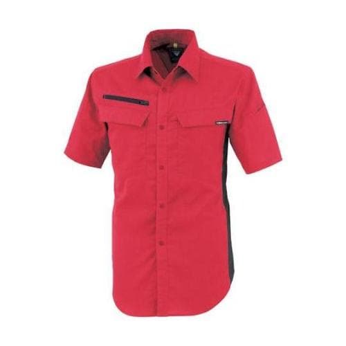 裏綿ストレッチ半袖シャツ レッド 5L